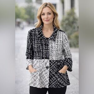 NWT Joseph Ribkoff Monochrome Textured Blazer Jacket